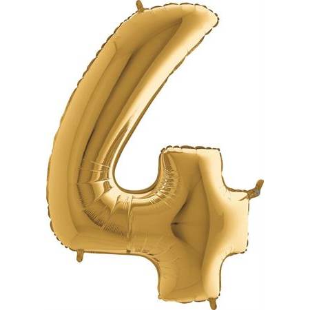 E-shop Nafukovací balónik číslo 4 zlatý 102 cm extra veľký