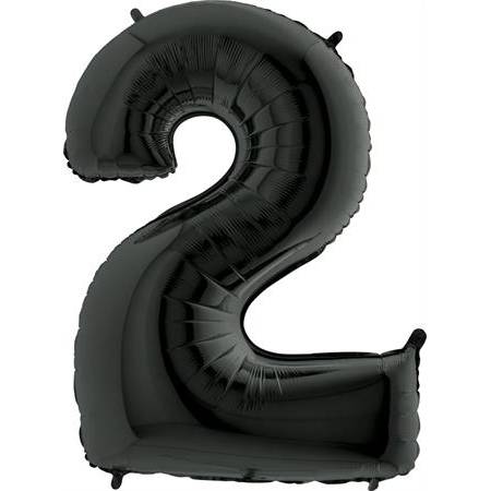 E-shop Nafukovací balónik číslo 2 čierny 102 cm extra veľký