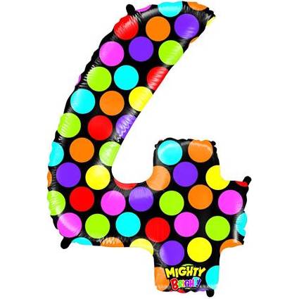 E-shop Nafukovací balónik číslo 4 farebný 102 cm extra veľký