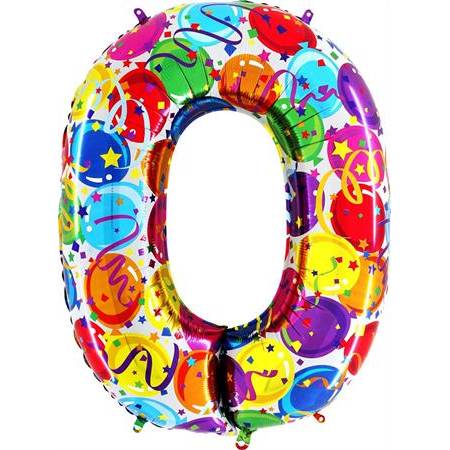 E-shop Nafukovací balónik číslo 0 farebné balóniky 102 cm extra veľký