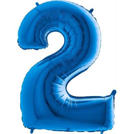 E-shop Nafukovací balónik číslo 2 modrý 102 cm extra veľký
