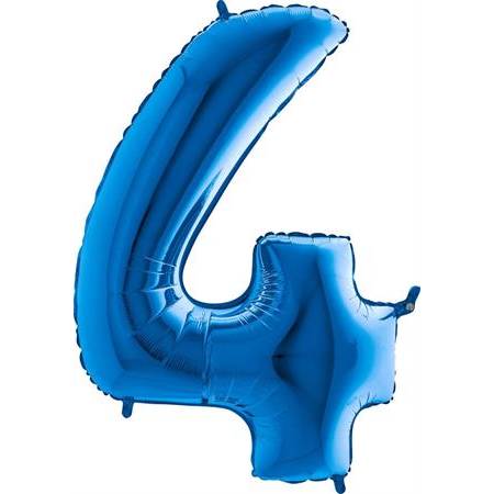 E-shop Nafukovací balónik číslo 4 modrý 102 cm extra veľký