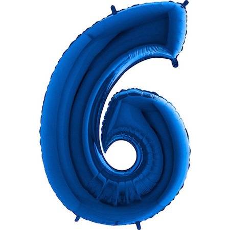 E-shop Nafukovací balónik číslo 6 modrý 102 cm extra veľký