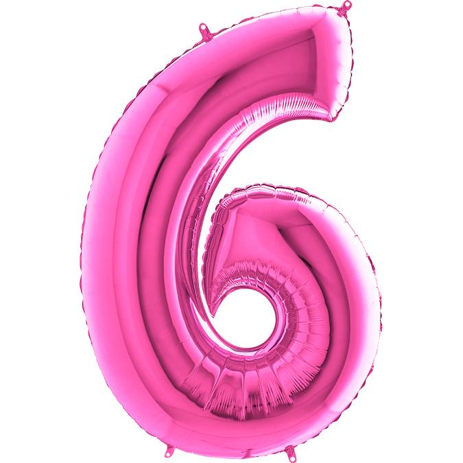 E-shop Nafukovací balónik číslo 6 ružový 102 cm extra veľký
