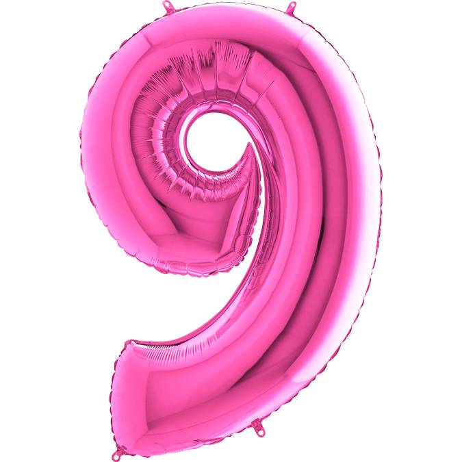 E-shop Nafukovací balónik číslo 9 ružový 102 cm extra veľký