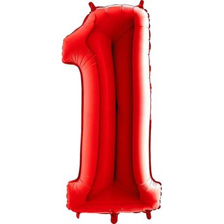 E-shop Nafukovací balónik číslo 1 červený 102 cm extra veľký