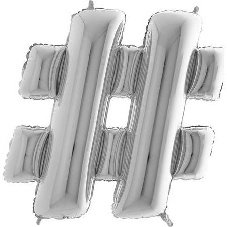 E-shop Nafukovací balónik symbol hashtag (mriežka) strieborný 102 cm