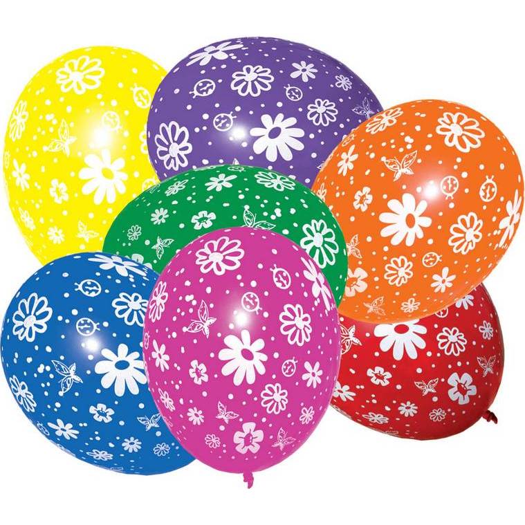 E-shop 7 ks balóniky všetkých farieb s motívom kvetov