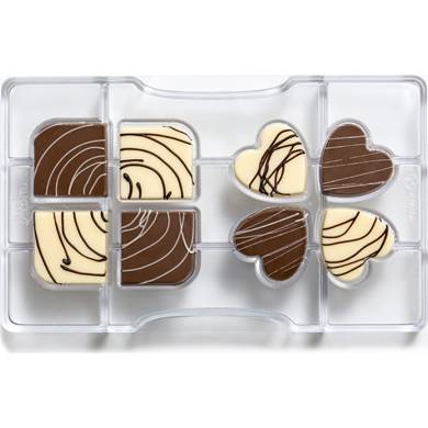 E-shop Forma na čokoládu srdiečka a štvorce 20 x 12 x 2,2 cm