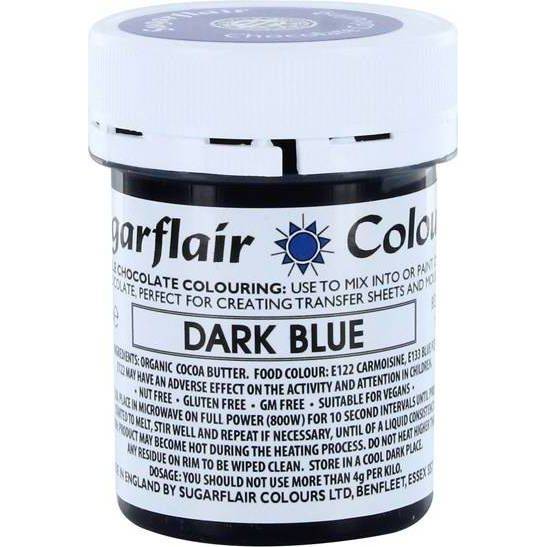 E-shop Barva do čokolády na bázi kakaového másla Sugarflair Dark Blue (35 g)