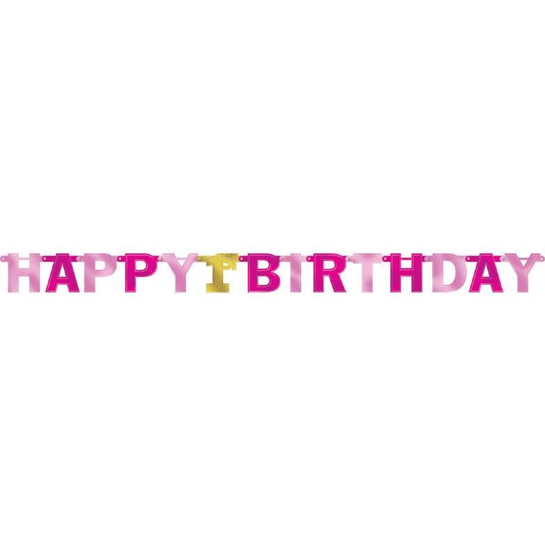 E-shop Girlanda happy birthday ružová 227 x 15,8 cm