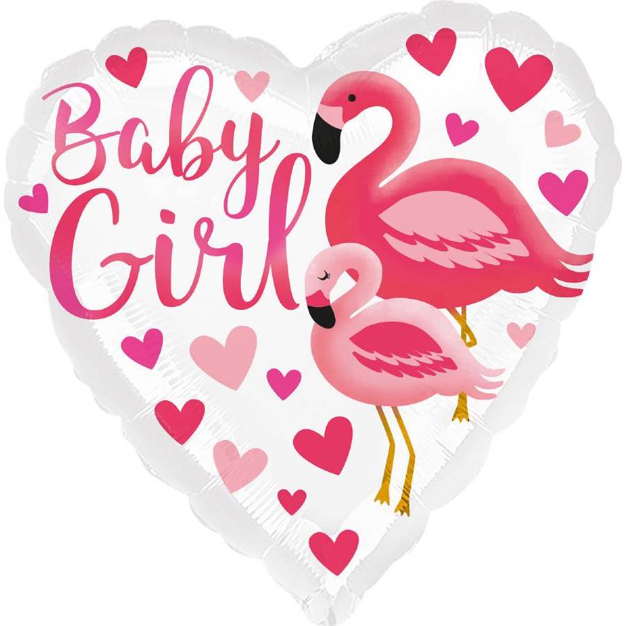 E-shop Fóliový balónik v tvare srdca - plameniak Baby Girl