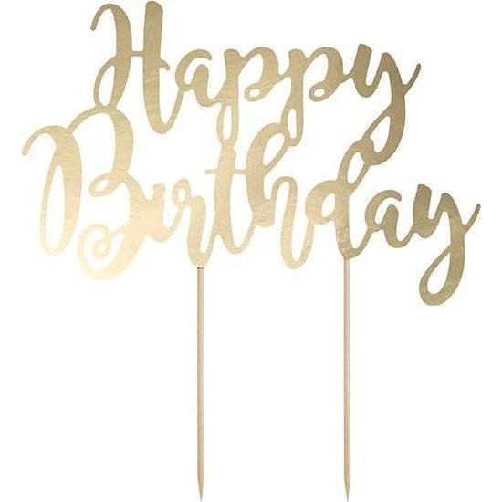 E-shop PartyDeco zapichovací dekorace na dort zlatá Happy Birthday