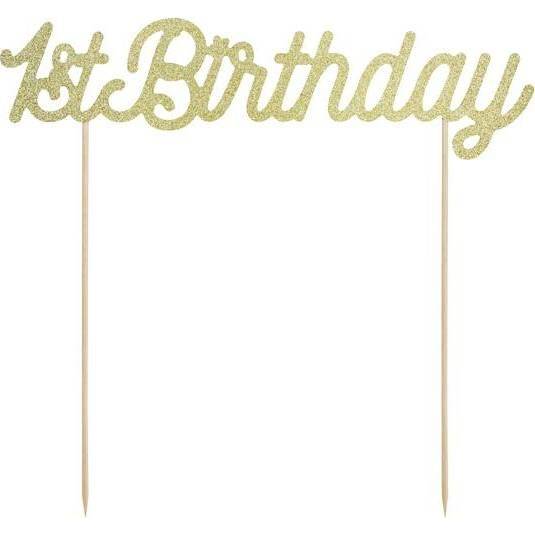 E-shop PartyDeco zapichovací dekorace na dort zlatá 1st Birthday
