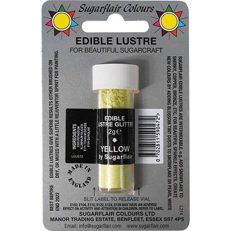 E-shop Jedlá prachová glitterová barva Sugarflair (2 g) Yellow