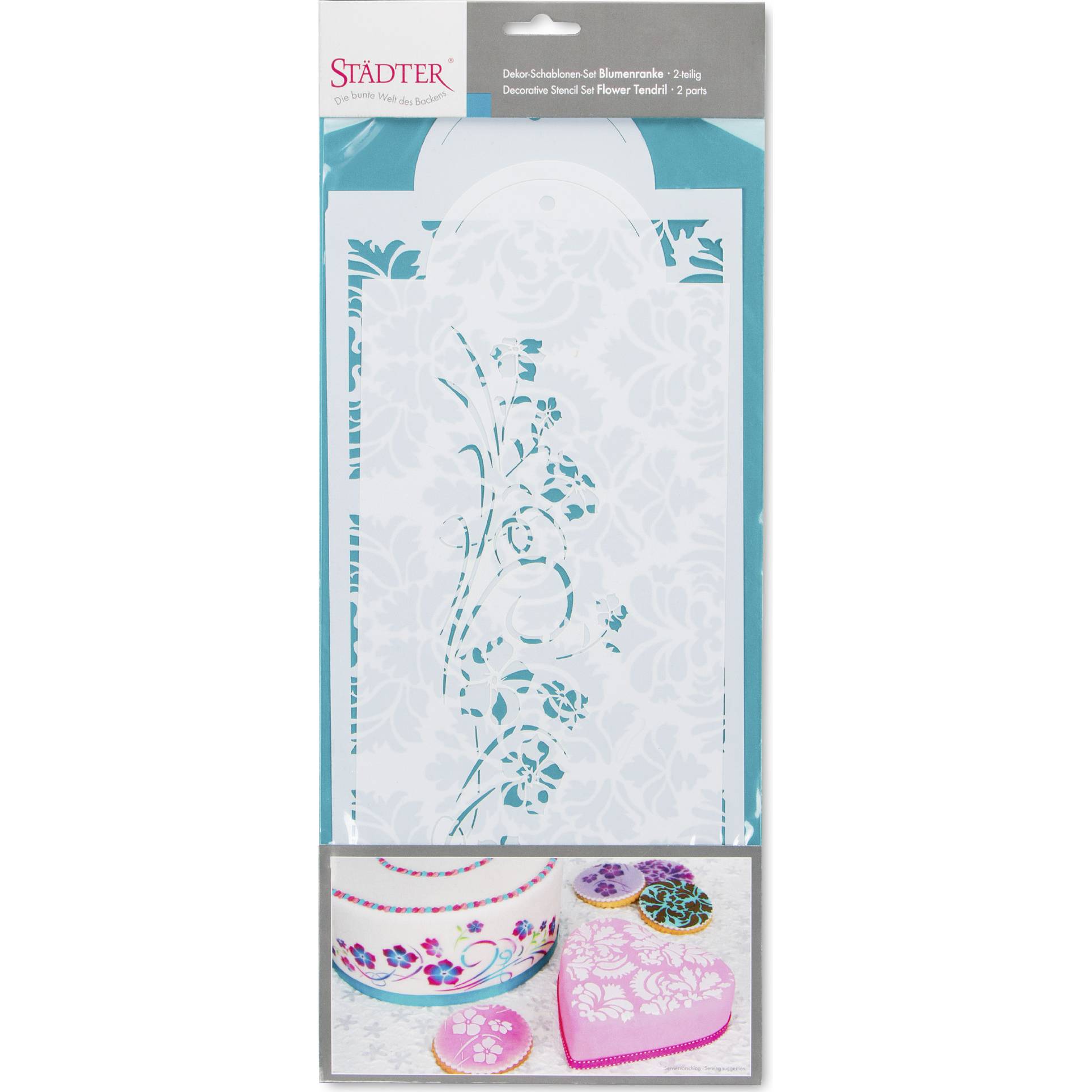 E-shop Stencil na tortu 2× 37 × 17 a 33 × 15 cm kvetinové vzory