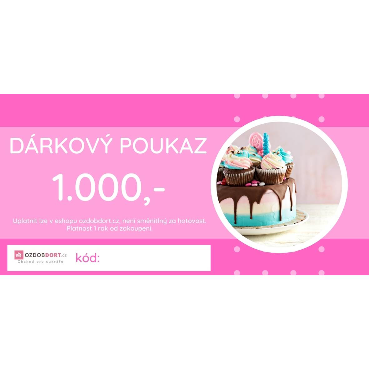 E-shop Darčekový poukaz v hodnote 1000 Kč do e-shopu