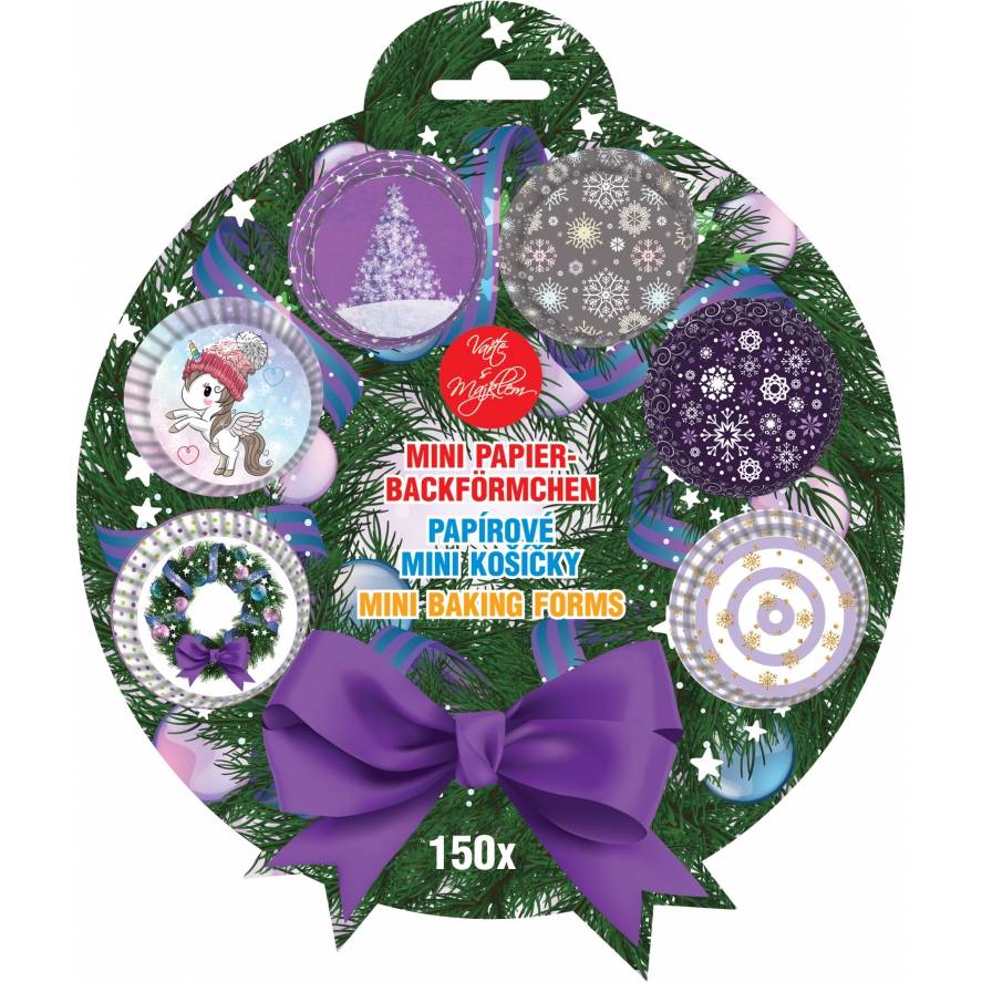E-shop Papierové minikošíčky vianočné fialové 150 ks