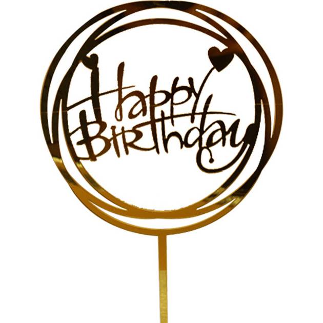 E-shop Zápich do dortu Happy Birthday v kruhu 10cm