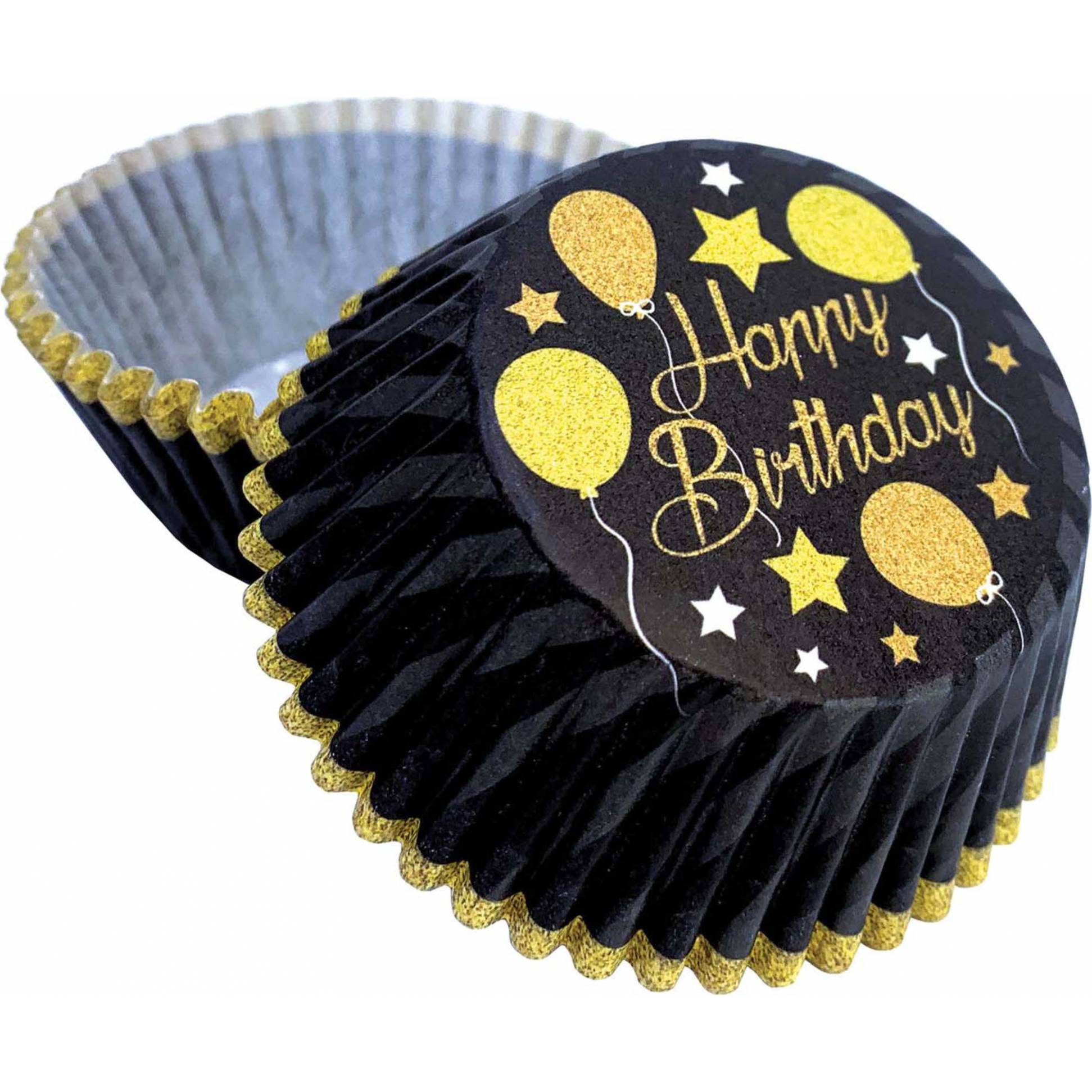 E-shop Košíčky na muffiny šťastné narozeniny černý (50 ks)