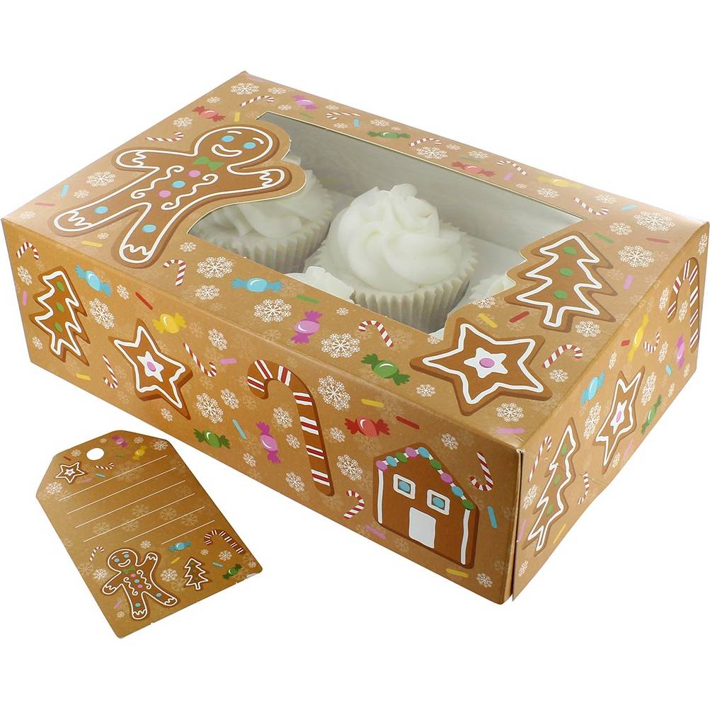 E-shop Vánoční krabička na mufinny na 6/12 muffinů perníček 1ks