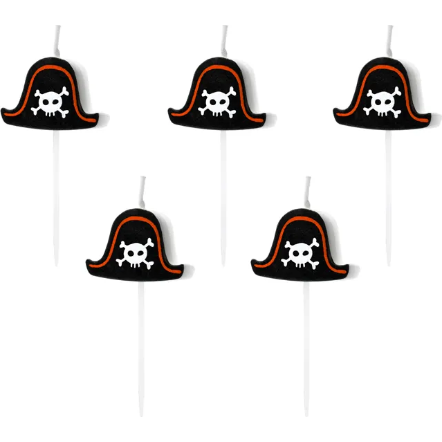 E-shop Sada svíček pirátský klobouk 2cm 5ks
