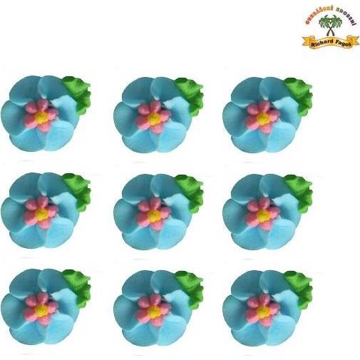 E-shop Cukrová dekorace květy modré na platíčku 9ks