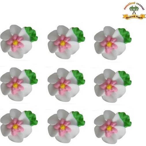 E-shop Cukrová dekorace květy bílé na platíčku 9ks