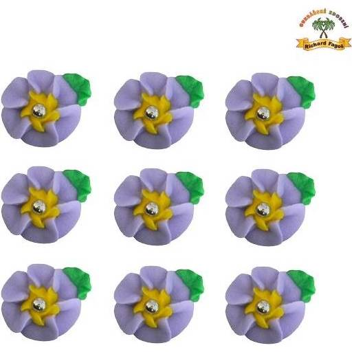 E-shop Cukrová dekorace květy fialové na platíčku 9ks